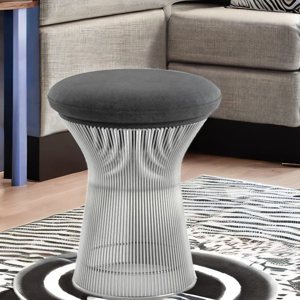 Modern Steel & Fabric Stool