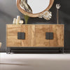 Modern Mango Wood Natural Finish Sideboard With Metal Handle
