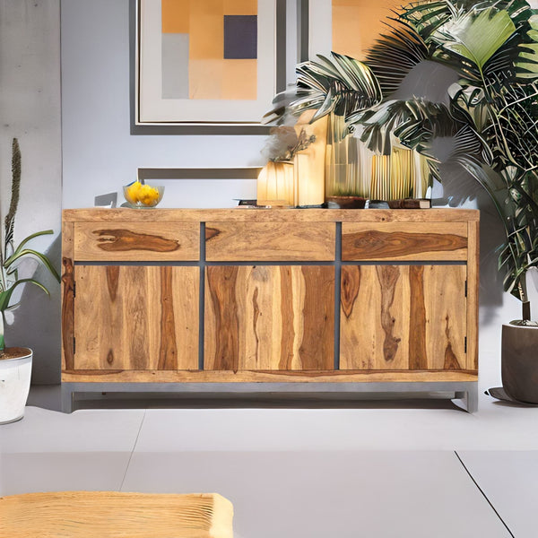 Classic Sheesham Wood Raw Natural Finish Sideboard