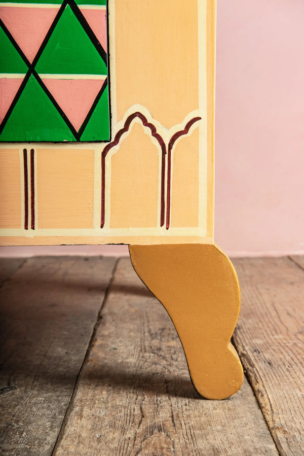 Jaipur Style Wooden Hand Painted Cabinet for Bedside