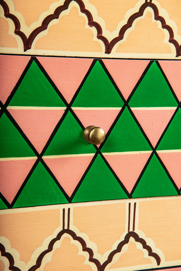 Jaipur Style Wooden Hand Painted Cabinet for Bedside