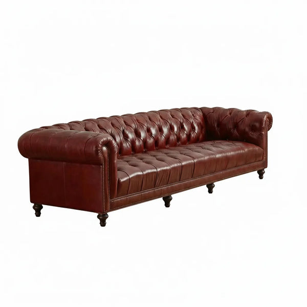 Scarlet Chesterfield 4- Seater Leather Sofa