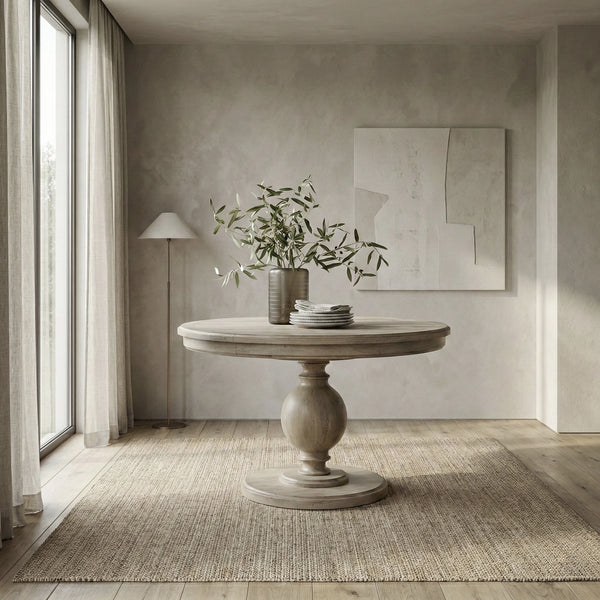 Scot Solid Wood Round Dining Set With Chairs - 4 Seater, 6 Seater - All Sizes