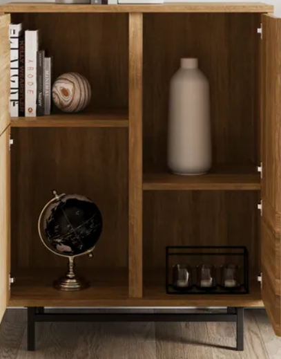 Modern Mango Wood Tall 2 Door Small Side Board