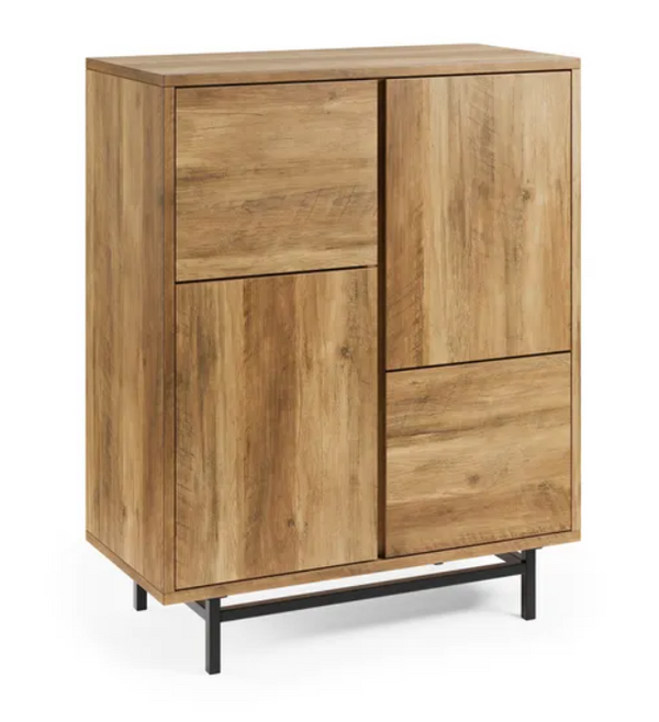 Modern Mango Wood Tall 2 Door Small Side Board