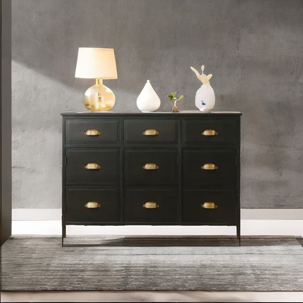 Modern Mango12 Drawer Tall Sideboard, Black