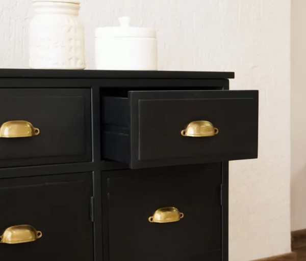 Modern Mango12 Drawer Tall Sideboard, Black