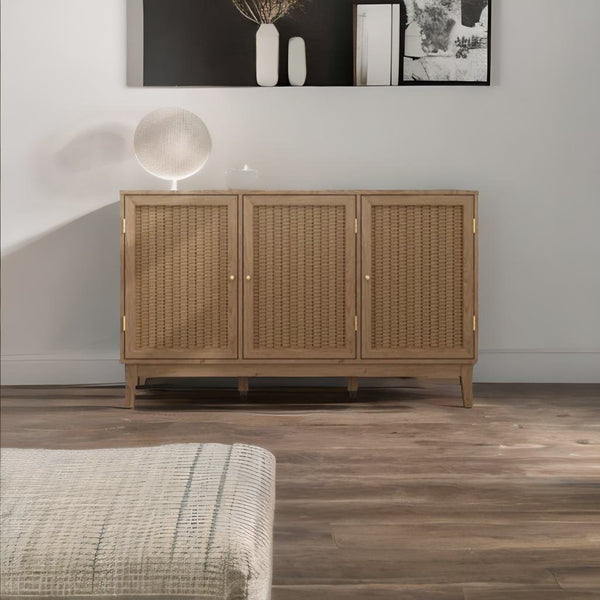 Modern Rattan Mango Solid Wood Side Board -Large