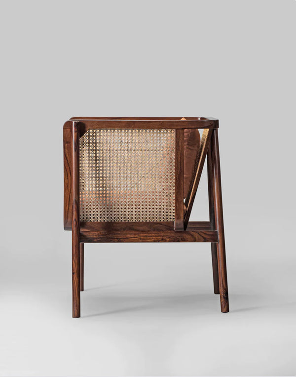 Classic Rattan Sheesham Wood Lounge Chair