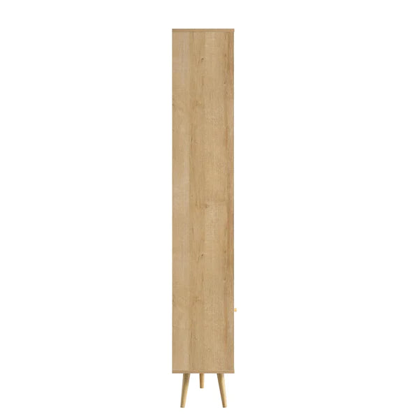 Tall wooden cabinet with a white background