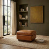 Selfoss Solid Wood Leather Ottoman