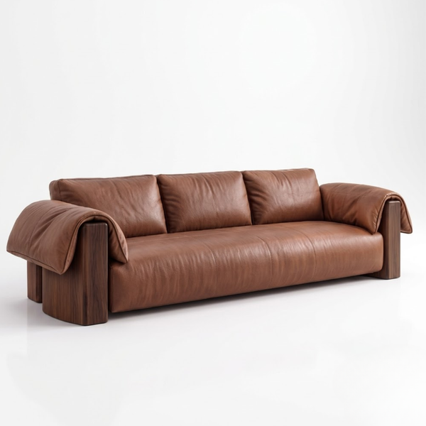 Seville Solid Wood Leather Sofa