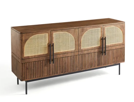 Modern Rattan Large Sideboard, Dark Mango Wood