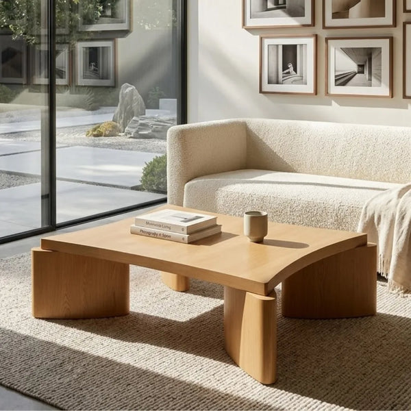modern stylish design coffee table in honey finish Smithton Oak Wood Coffee Table