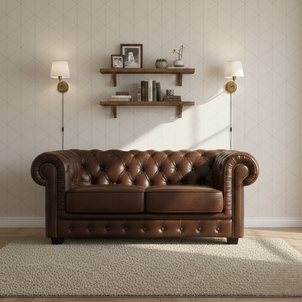Sofia Tufted Two Seater Leather Sofa