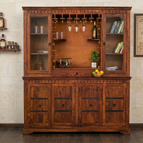 Stornoway Acacia Wood Natural Finish Bar Cabinet