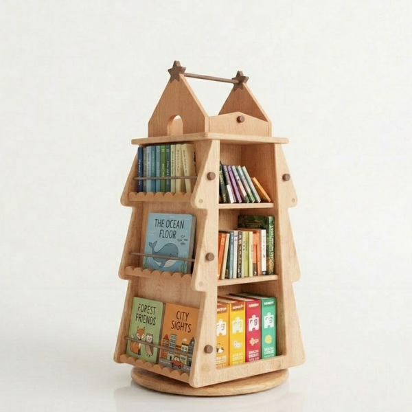 Story Branch Kids Rotating Bookshelf And Organizer