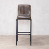 Strasbourg High Leather & Steel stool with back (Dark Olive)