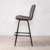 Strasbourg High Leather & Steel stool with back (Dark Olive)