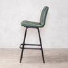 Strasbourg High Leather & Steel stool with back (Pine Green)