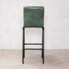 Strasbourg High Leather & Steel stool with back (Pine Green)