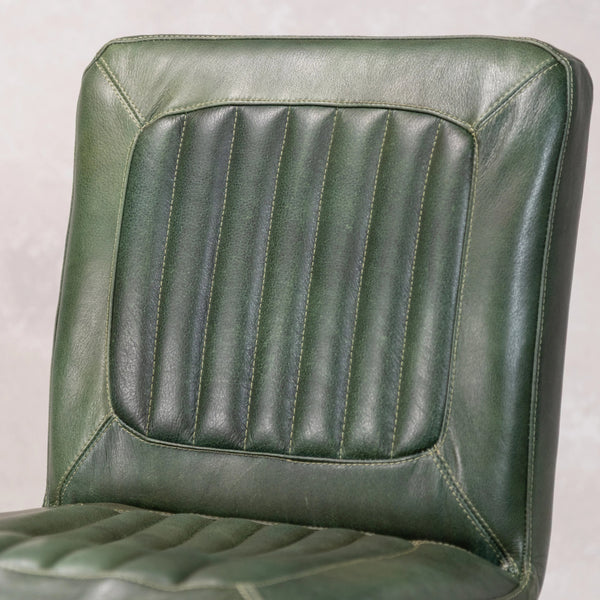 Strasbourg High Leather & Steel stool with back (Pine Green)