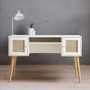 Swinton Solid Wood Rattan 2- Door Desk White Finish