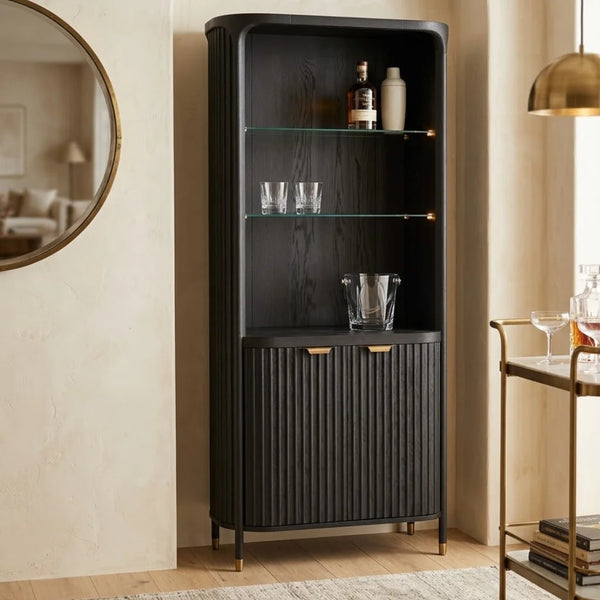 Talladega Solid Wood Black Finish Bar Cabinet
