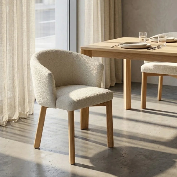 Tarija Ash Wood & Boucle Fabric Dining Chair