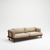 Toulouse 3 Seater Teak Wood Fabric Sofa