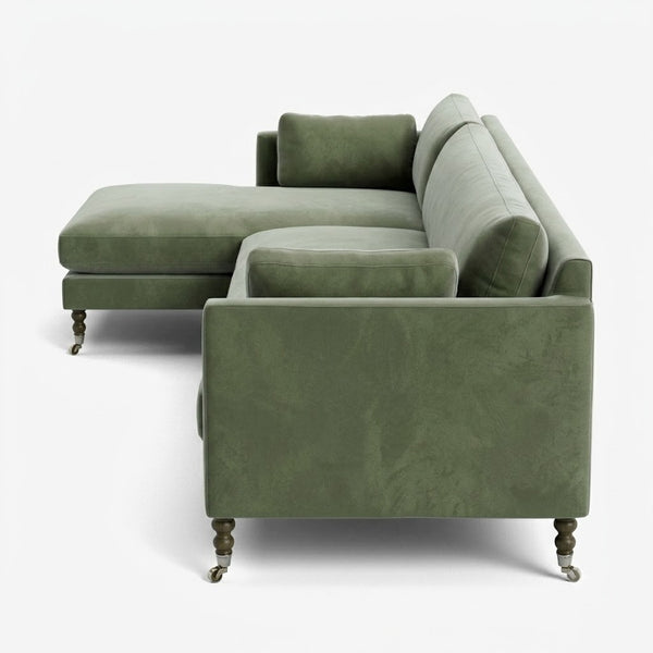 Tumbes Solid Wood Velvet Sectional Sofa