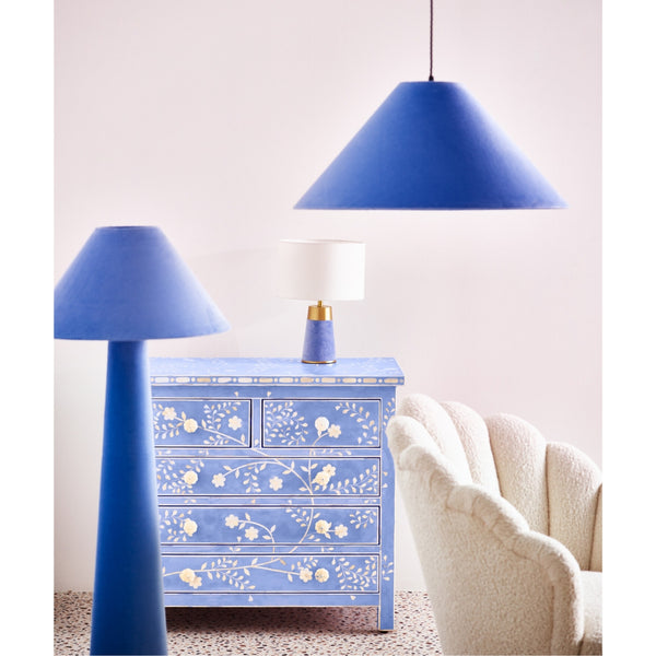 Blue Toki Bone Inlay Chest of 5 Drawers