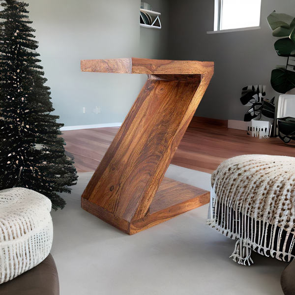 Classic Sheesham Wood Z Shape Side Table