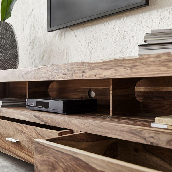 Classic Sheesham Wood 3 Drawers and 3 Open Shelves Large TV Unit