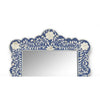 Floral Bone Inlay Wall Mirror Blue Finish