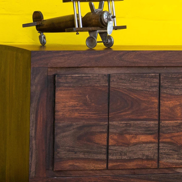 Classic Sheesham Wood 4 Drawers, 1 Door Shelf, and 2 Dash Large TV Unit