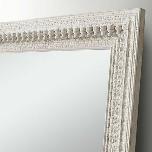 Modern Carved Mirror Frame - White Finish