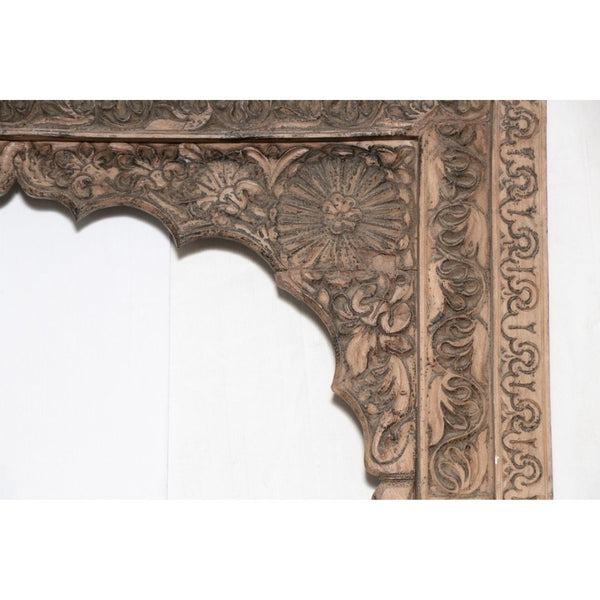 Hand Carved Modern Mango Solid Wood Natural Finish Mirror Frame