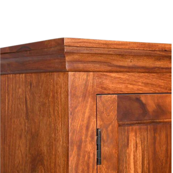 Classic Sheesham Wood 2-Door Shelf and 2 Drawers Wardrobe
