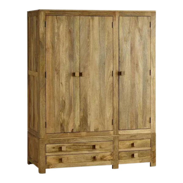 Mango Wood 4 Drawers Wardrobe & 3 Doors Cabinet