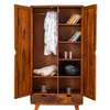 Classic Sheesham Wood 2-Door Shelf and 2 Drawers Wardrobe
