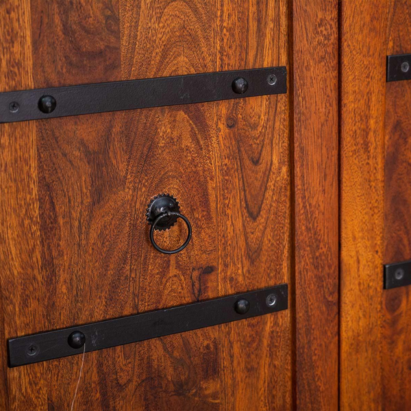 Colonial Acacia Wood Natural Finish Bar Cabinet