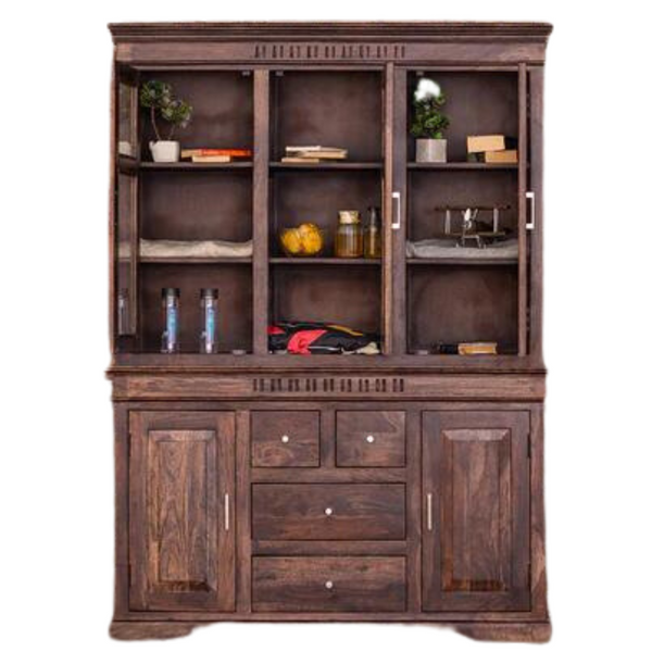 Classic Sheesham Wood Walnut Finish Bar Cabinet