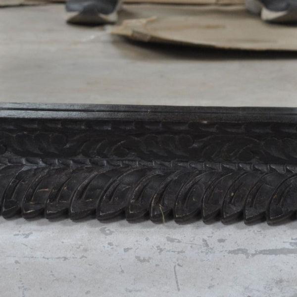 Hand Carved Modern Mango Solid Wood Black Finish Mirror Frame