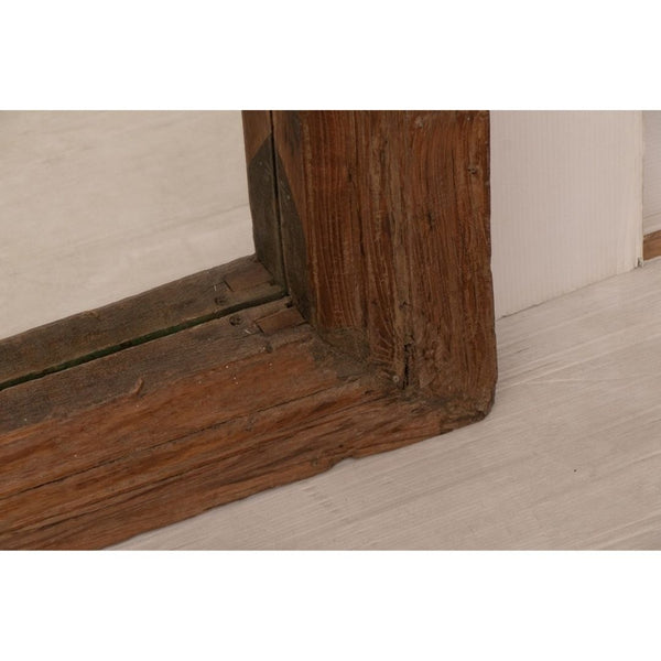 Hand Carved Modern Mango Solid Wood Brown Finish Mirror Frame