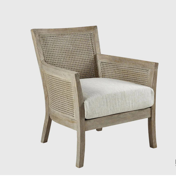 Rattan Modern Mango Wood Arm Chair with Cane Work with natural finish