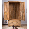 Modern Mango Wood 2 Drawers and 2 Doors with Shelves Wardrobe