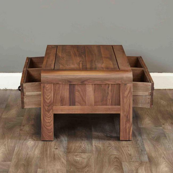 Sheesham Wood 4 Drawer Coffee Table - Honey, Natural, Walnut Finish