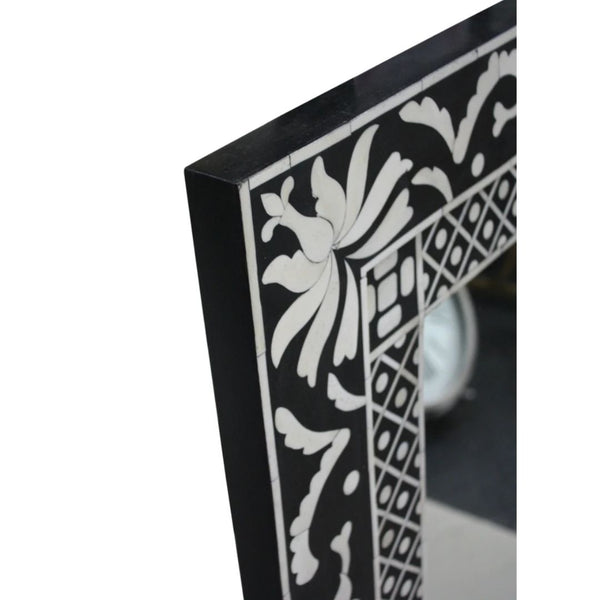 Rectangular Bone inlay Mirror for Wall - Black Vanity