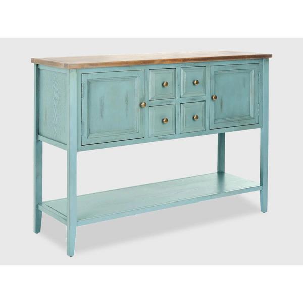 Mango Wood Console Table with Storage - 4 Drawers 2 Shelves